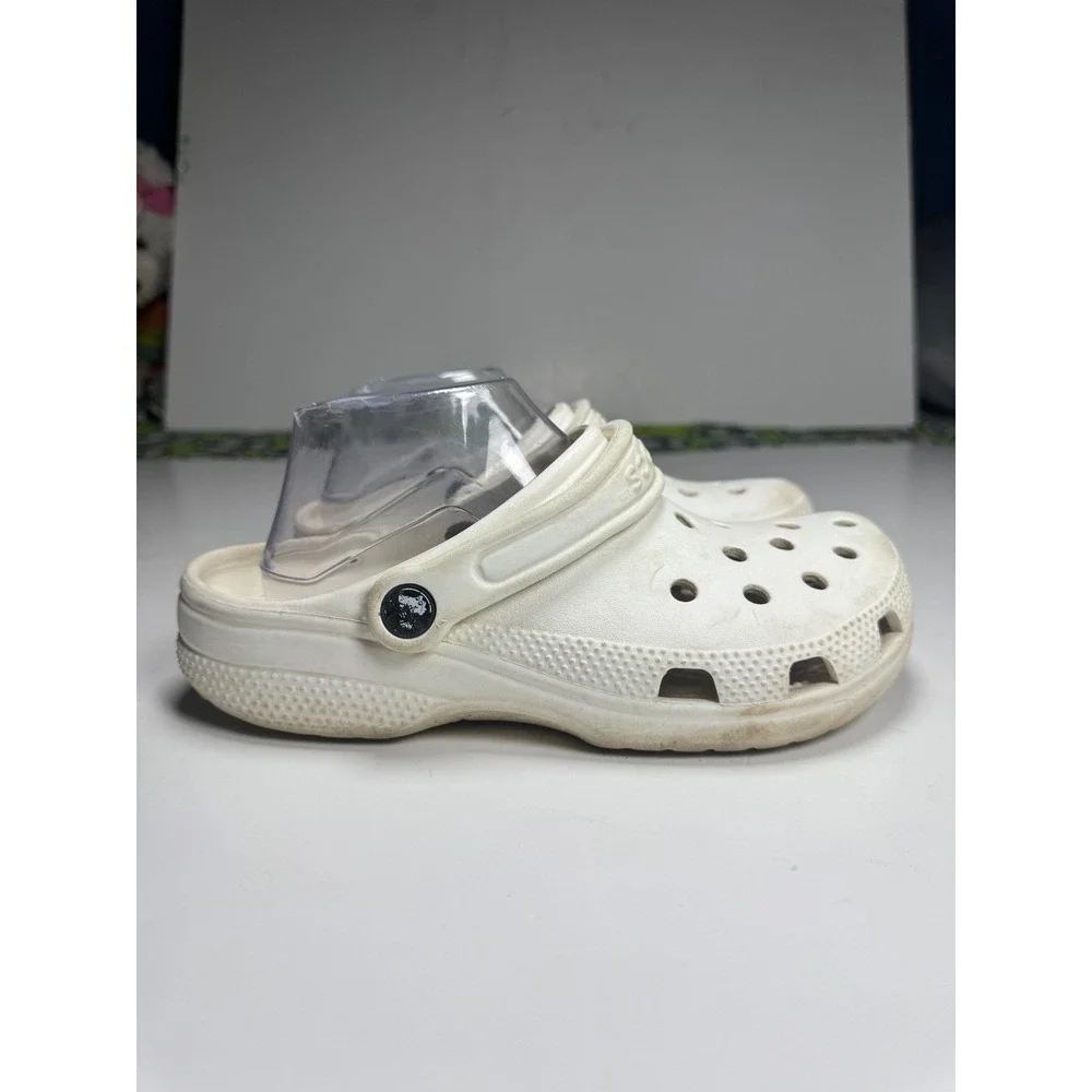 Crocs Classic Clogs Unisex M5/W7 White Round Toe Slip On Slingback Strap Shoes
